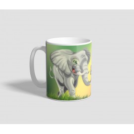 Szivárványos hátterű, mosolygó bébi elefántos bögre
