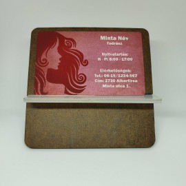 Pirosas mintázatú, fodrászoknak készült fém névjegykártya